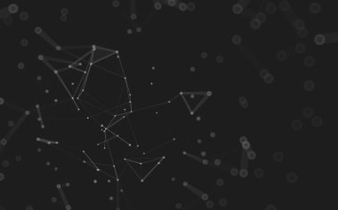 Soyut arkaplan. Çokgen şekilli molekül teknolojisi, noktaları ve çizgileri birleştiriyor. Bağlantı yapısı. Büyük veri görselleştirmesi. 