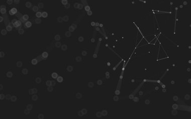 Soyut arkaplan. Çokgen şekilli molekül teknolojisi, noktaları ve çizgileri birleştiriyor. Bağlantı yapısı. Büyük veri görselleştirmesi. 