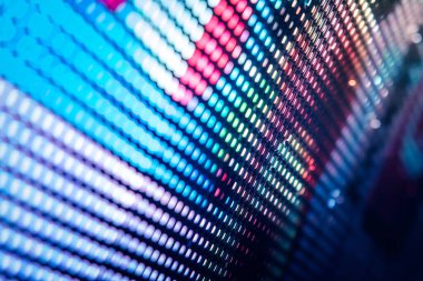 Yakın plan LED bulanık ekran. LED yumuşak odak arkaplanı. Tasarım için soyut arkaplan ideali.