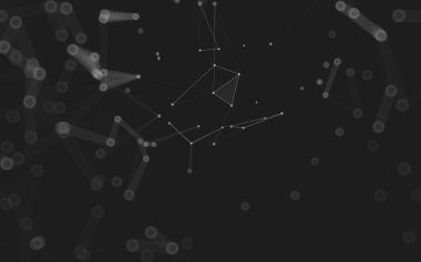 Soyut arkaplan. Çokgen şekilli molekül teknolojisi, noktaları ve çizgileri birleştiriyor. Bağlantı yapısı. Büyük veri görselleştirmesi. 