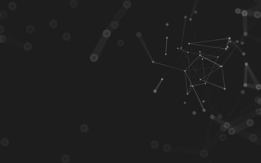 Soyut arkaplan. Çokgen şekilli molekül teknolojisi, noktaları ve çizgileri birleştiriyor. Bağlantı yapısı. Büyük veri görselleştirmesi. 