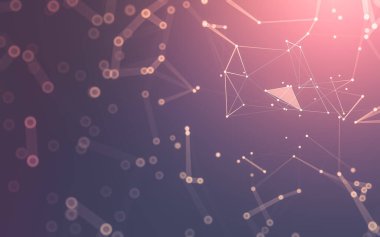 Soyut arkaplan. Çokgen şekilli molekül teknolojisi, noktaları ve çizgileri birleştiriyor. Bağlantı yapısı. Büyük veri görselleştirmesi.