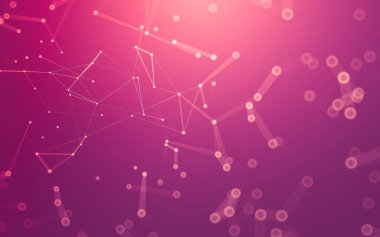 Soyut arkaplan. Çokgen şekilli molekül teknolojisi, noktaları ve çizgileri birleştiriyor. Bağlantı yapısı. Büyük veri görselleştirmesi.