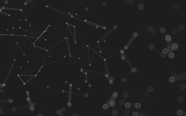 Soyut arkaplan. Çokgen şekilli molekül teknolojisi, noktaları ve çizgileri birleştiriyor. Bağlantı yapısı. Büyük veri görselleştirmesi. 