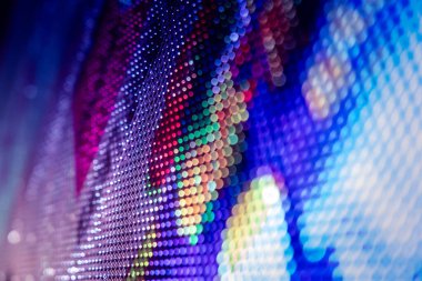 Yakın plan LED bulanık ekran. LED yumuşak odak arkaplanı. Tasarım için soyut arkaplan ideali.