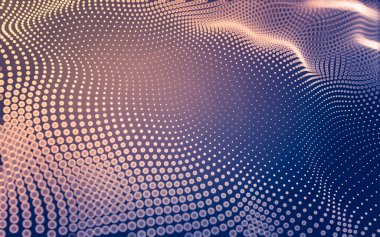 Soyut arkaplan. Çokgen şekilli molekül teknolojisi, noktaları ve çizgileri birleştiriyor. Bağlantı yapısı. Büyük veri görselleştirmesi.