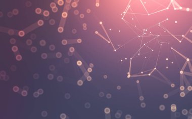 Soyut arkaplan. Çokgen şekilli molekül teknolojisi, noktaları ve çizgileri birleştiriyor. Bağlantı yapısı. Büyük veri görselleştirmesi.