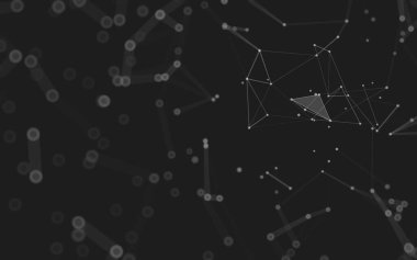 Soyut arkaplan. Çokgen şekilli molekül teknolojisi, noktaları ve çizgileri birleştiriyor. Bağlantı yapısı. Büyük veri görselleştirmesi. 