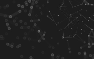 Soyut arkaplan. Çokgen şekilli molekül teknolojisi, noktaları ve çizgileri birleştiriyor. Bağlantı yapısı. Büyük veri görselleştirmesi. 