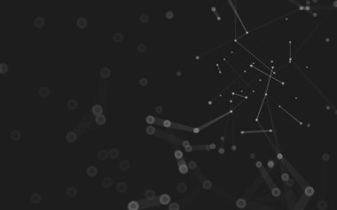 Soyut arkaplan. Çokgen şekilli molekül teknolojisi, noktaları ve çizgileri birleştiriyor. Bağlantı yapısı. Büyük veri görselleştirmesi. 