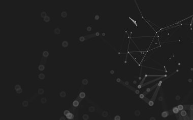 Soyut arkaplan. Çokgen şekilli molekül teknolojisi, noktaları ve çizgileri birleştiriyor. Bağlantı yapısı. Büyük veri görselleştirmesi. 