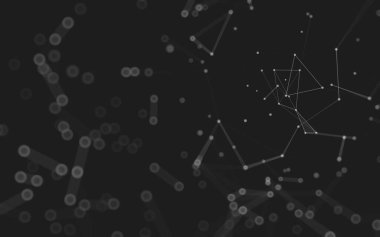 Soyut arkaplan. Çokgen şekilli molekül teknolojisi, noktaları ve çizgileri birleştiriyor. Bağlantı yapısı. Büyük veri görselleştirmesi. 