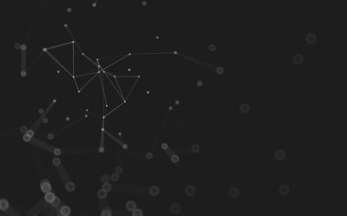 Soyut arkaplan. Çokgen şekilli molekül teknolojisi, noktaları ve çizgileri birleştiriyor. Bağlantı yapısı. Büyük veri görselleştirmesi. 