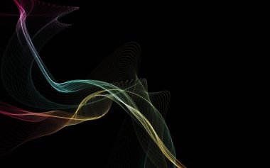 Parlayan soyut dalgalar ve soyut arkaplan ile koyu soyut arkaplan