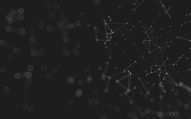 Soyut arkaplan. Çokgen şekilli molekül teknolojisi, noktaları ve çizgileri birleştiriyor. Bağlantı yapısı. Büyük veri görselleştirmesi. 