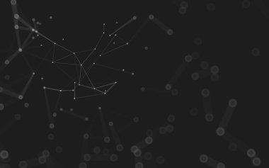 Soyut arkaplan. Çokgen şekilli molekül teknolojisi, noktaları ve çizgileri birleştiriyor. Bağlantı yapısı. Büyük veri görselleştirmesi. 