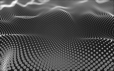 Soyut arkaplan. Çokgen şekilli molekül teknolojisi, noktaları ve çizgileri birleştiriyor. Bağlantı yapısı. Büyük veri görselleştirmesi. 