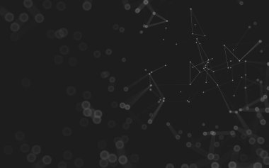 Soyut arkaplan. Çokgen şekilli molekül teknolojisi, noktaları ve çizgileri birleştiriyor. Bağlantı yapısı. Büyük veri görselleştirmesi. 