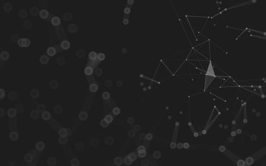 Soyut arkaplan. Çokgen şekilli molekül teknolojisi, noktaları ve çizgileri birleştiriyor. Bağlantı yapısı. Büyük veri görselleştirmesi. 