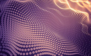 Soyut arkaplan. Çokgen şekilli molekül teknolojisi, noktaları ve çizgileri birleştiriyor. Bağlantı yapısı. Büyük veri görselleştirmesi.