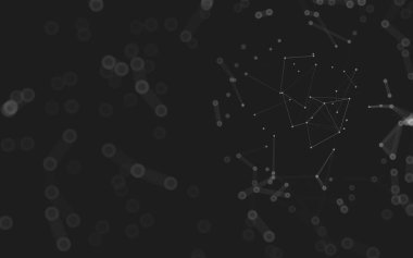 Soyut arkaplan. Çokgen şekilli molekül teknolojisi, noktaları ve çizgileri birleştiriyor. Bağlantı yapısı. Büyük veri görselleştirmesi. 