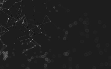 Soyut arkaplan. Çokgen şekilli molekül teknolojisi, noktaları ve çizgileri birleştiriyor. Bağlantı yapısı. Büyük veri görselleştirmesi. 