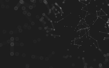 Soyut arkaplan. Çokgen şekilli molekül teknolojisi, noktaları ve çizgileri birleştiriyor. Bağlantı yapısı. Büyük veri görselleştirmesi. 