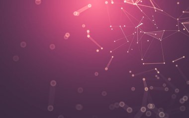 Soyut arkaplan. Çokgen şekilli molekül teknolojisi, noktaları ve çizgileri birleştiriyor. Bağlantı yapısı. Büyük veri görselleştirmesi.