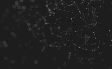 Soyut arkaplan. Çokgen şekilli molekül teknolojisi, noktaları ve çizgileri birleştiriyor. Bağlantı yapısı. Büyük veri görselleştirmesi. 