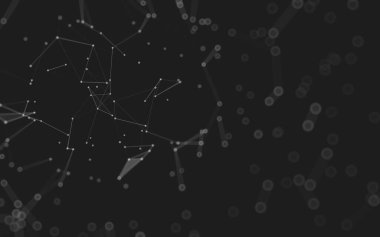 Soyut arkaplan. Çokgen şekilli molekül teknolojisi, noktaları ve çizgileri birleştiriyor. Bağlantı yapısı. Büyük veri görselleştirmesi. 