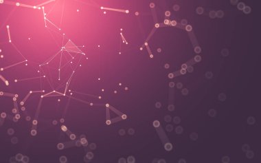 Soyut arkaplan. Çokgen şekilli molekül teknolojisi, noktaları ve çizgileri birleştiriyor. Bağlantı yapısı. Büyük veri görselleştirmesi.