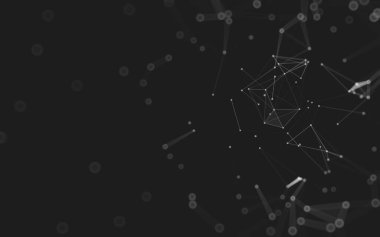 Soyut arkaplan. Çokgen şekilli molekül teknolojisi, noktaları ve çizgileri birleştiriyor. Bağlantı yapısı. Büyük veri görselleştirmesi. 