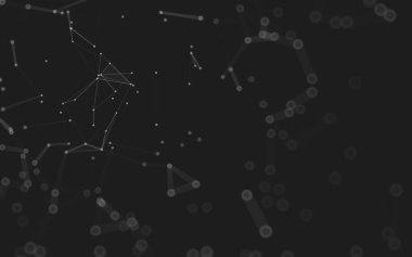 Soyut arkaplan. Çokgen şekilli molekül teknolojisi, noktaları ve çizgileri birleştiriyor. Bağlantı yapısı. Büyük veri görselleştirmesi. 