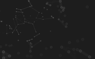 Soyut arkaplan. Çokgen şekilli molekül teknolojisi, noktaları ve çizgileri birleştiriyor. Bağlantı yapısı. Büyük veri görselleştirmesi. 