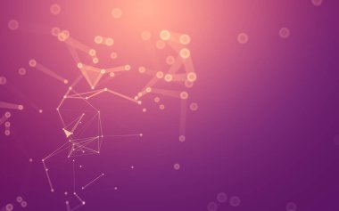 Soyut arkaplan. Çokgen şekilli molekül teknolojisi, noktaları ve çizgileri birleştiriyor. Bağlantı yapısı. Büyük veri görselleştirmesi. 