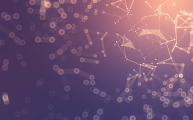 Soyut arkaplan. Çokgen şekilli molekül teknolojisi, noktaları ve çizgileri birleştiriyor. Bağlantı yapısı. Büyük veri görselleştirmesi. 