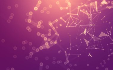 Soyut arkaplan. Çokgen şekilli molekül teknolojisi, noktaları ve çizgileri birleştiriyor. Bağlantı yapısı. Büyük veri görselleştirmesi. 