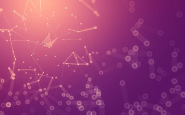 Soyut arkaplan. Çokgen şekilli molekül teknolojisi, noktaları ve çizgileri birleştiriyor. Bağlantı yapısı. Büyük veri görselleştirmesi. 