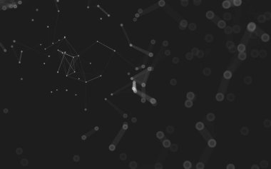 Soyut arkaplan. Çokgen şekilli molekül teknolojisi, noktaları ve çizgileri birleştiriyor. Bağlantı yapısı. Büyük veri görselleştirmesi. 