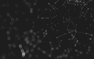 Soyut arkaplan. Çokgen şekilli molekül teknolojisi, noktaları ve çizgileri birleştiriyor. Bağlantı yapısı. Büyük veri görselleştirmesi. 