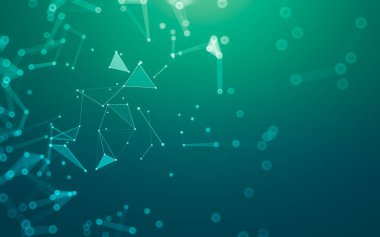 Soyut arkaplan. Çokgen şekilli molekül teknolojisi, noktaları ve çizgileri birleştiriyor. Bağlantı yapısı. Büyük veri görselleştirmesi.