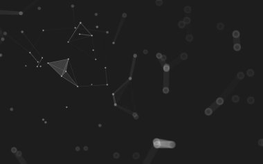 Soyut arkaplan. Çokgen şekilli molekül teknolojisi, noktaları ve çizgileri birleştiriyor. Bağlantı yapısı. Büyük veri görselleştirmesi. 