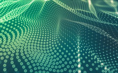 Soyut arkaplan. Çokgen şekilli molekül teknolojisi, noktaları ve çizgileri birleştiriyor. Bağlantı yapısı. Büyük veri görselleştirmesi.