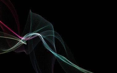 Parlayan soyut dalgalar ve soyut arkaplan ile koyu soyut arkaplan