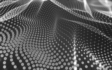 Soyut arkaplan. Çokgen şekilli molekül teknolojisi, noktaları ve çizgileri birleştiriyor. Bağlantı yapısı. Büyük veri görselleştirmesi. 