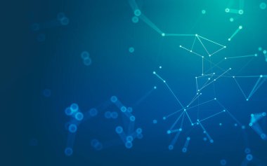 Soyut arkaplan. Çokgen şekilli molekül teknolojisi, noktaları ve çizgileri birleştiriyor. Bağlantı yapısı. Büyük veri görselleştirmesi.