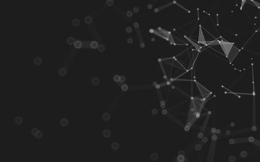 Soyut arkaplan. Çokgen şekilli molekül teknolojisi, noktaları ve çizgileri birleştiriyor. Bağlantı yapısı. Büyük veri görselleştirmesi. 