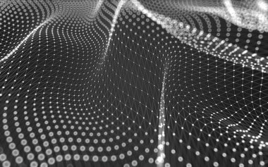 Soyut arkaplan. Çokgen şekilli molekül teknolojisi, noktaları ve çizgileri birleştiriyor. Bağlantı yapısı. Büyük veri görselleştirmesi. 