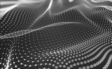 Soyut arkaplan. Çokgen şekilli molekül teknolojisi, noktaları ve çizgileri birleştiriyor. Bağlantı yapısı. Büyük veri görselleştirmesi. 