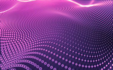 Soyut arkaplan. Çokgen şekilli molekül teknolojisi, noktaları ve çizgileri birleştiriyor. Bağlantı yapısı. Büyük veri görselleştirmesi.